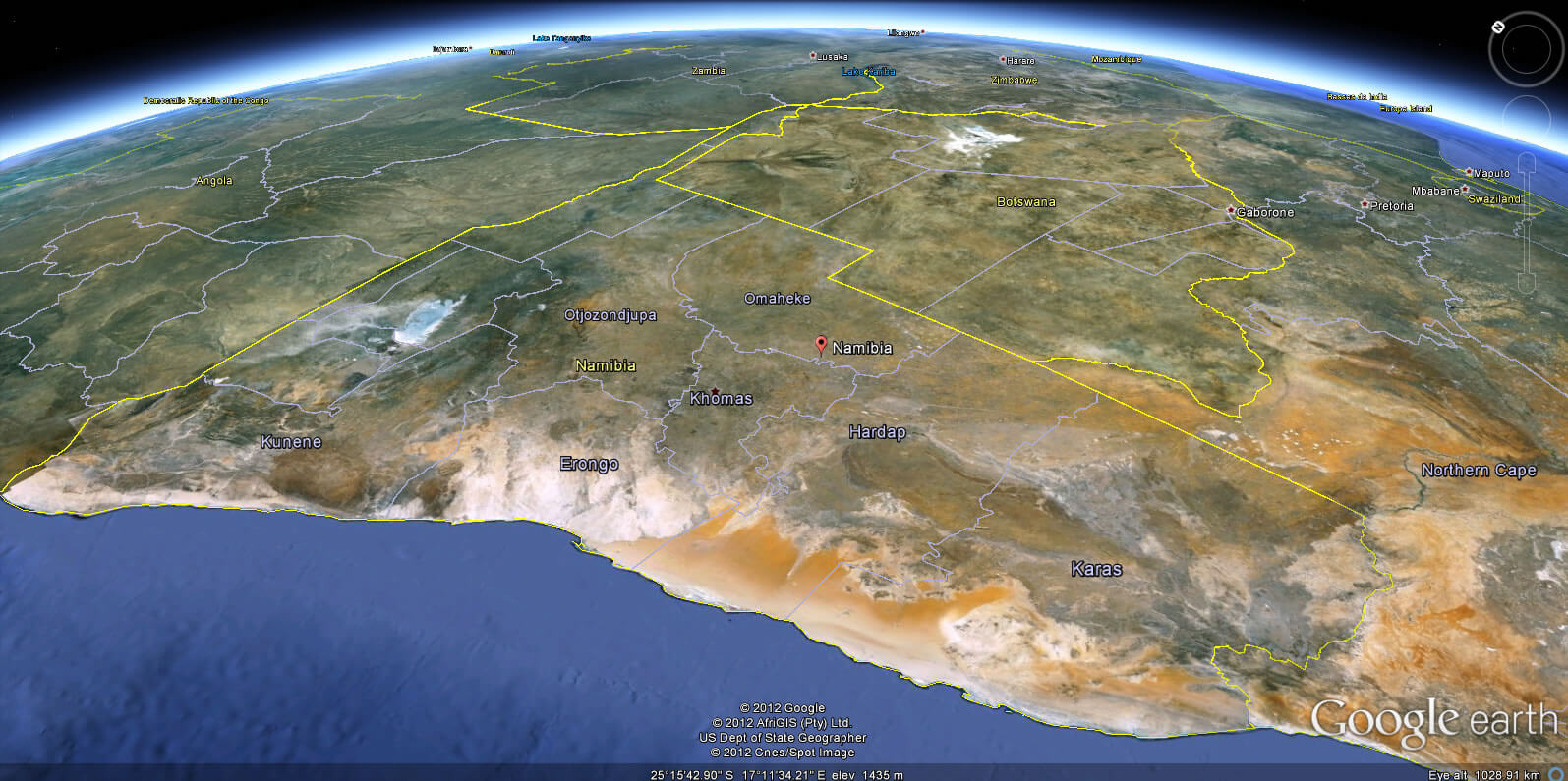 Namibia Earth Map